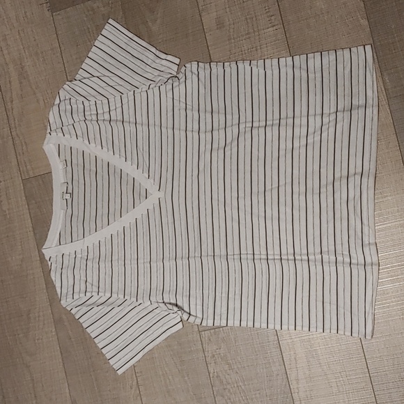 Vince US L Women's Striped V-Neck T-Shirt in Pima Cotton - Picture 1 of 7